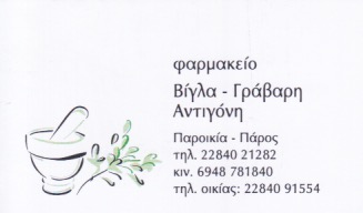 ΦΑΡΜΑΚΕΙΟ ΠΑΡΟΙΚΙΑ ΠΑΡΟΣ ΒΙΓΛΑ ΑΝΤΙΓΟΝΗ